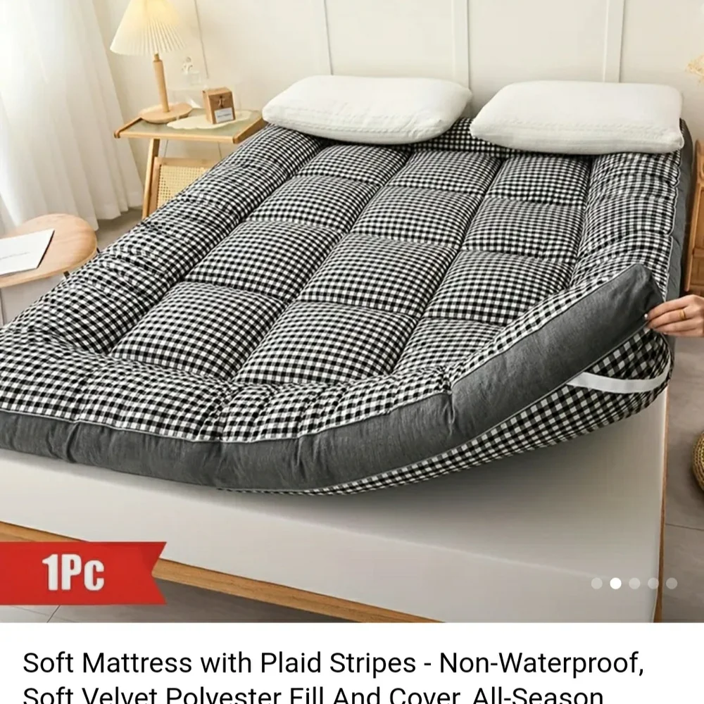 Black and White Quilted Mattress Topper with Modern Elegance